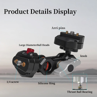 Bras Magique en Alliage d'Aluminium de Qualité Industrielle, Rotation à 360°, Pince Crabe Portable, Support Multifonctionnel pour Appareil Photo Compatible