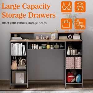<span class=keywords><strong>Commode</strong></span> pour chambre à coucher avec <span class=keywords><strong>9</strong></span> <span class=keywords><strong>tiroirs</strong></span> et 2 étagères ouvertes, armoire de rangement en tissu, <span class=keywords><strong>commode</strong></span> longue pour placard - Product Image 4