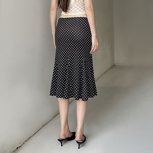 Prix de gros Été 2026 Jupe en maille vintage taille basse pour femme à pois avec ourlet à volants coupe sirène en polyester écologique respirant - Product Image 6