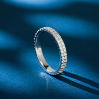 Bagues d'éternité double rangée en moissanite GRA VVS1 pavée, en argent sterling 925 plaqué platine, bijoux de fiançailles pour femme