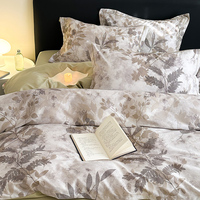 Ensemble de housse de couette en coton satiné 60S à imprimé floral numérique, 4 pièces, certifié OEKO-TEX, respirant et doux pour la peau, idéal pour la maison et l'hôtel, luxe