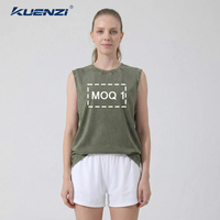 Kuenzi - Camiseta sin mangas para mujer, 100% algodón, 230GSM, de alto gramaje, lisa, con logotipo personalizado, estilo vintage lavado y desgastado, para streetwear, venta al por mayor