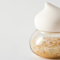 Boîte de purification en cristal naturel, avec copeaux de quartz clair, copeaux de citrine, et mini ornement gourde en verre de gypse, couleur jaune