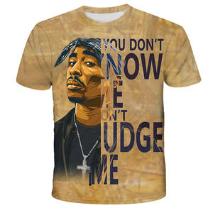<span class=keywords><strong>Tupac</strong></span> Magliette con carattere stampato in 3D da uomo a manica corta stile Hip Hop in nero taglie da S a 6XL in poliestere/cotone - Product Image 6