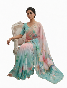 Blusa de Seda Georgette Bordada con Lentejuelas y Bordado de Saree en Tela de Red, Elástica, para Fiestas y Bodas, Marca CYE - Product Image 1
