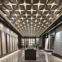 Plafonds en aluminium sur mesure, système de plafond suspendu géométrique 3D avec éclairage LED intégré