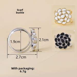 法国复古空姐方形真丝围巾配珍珠合金扣和餐巾戒指服装配件 - Product Image 3