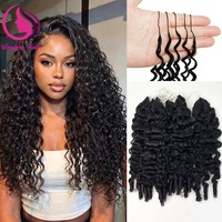 Extensions de cheveux à effet plume, bouclés birmanes, invisibles, au crochet, en cheveux humains vierges, double tirage