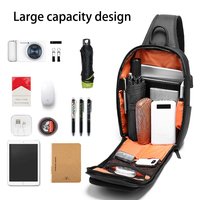 Sac bandoulière Oxford pour homme, imperméable, décontracté, sac de poitrine avec port de charge USB, compatible iPad 9,7 pouces, pour voyage, affaires, personnalisable