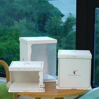 Boîte à dessert translucide de 6, 8, 10 et 12 pouces avec couvercle pliable, dégradé arc-en-ciel rose et bleu, boîte à gâteau pour pâtisserie