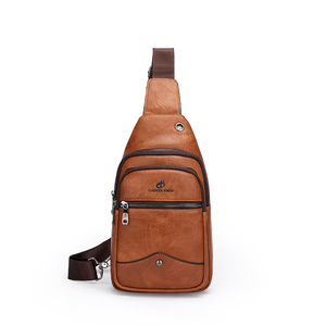 Men's Custom Fashionable <b>Chest</b> Bag Waterproof PU Leather Zipper Closure Crossbody Anti Theft Sling Bag Summer Portable - Product Image 1