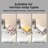 Porte-savon en silicone auto-drainant, économiseur de savon, antidérapant, facile à nettoyer avec bec de vidange en cascade pour salle de bain et évier de cuisine