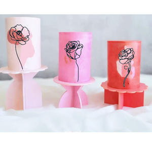 Noir or acrylique Rose fleur gâteau Topper minimaliste <span class=keywords><strong>dessin</strong></span>é à la main Rose tulipe lignes décoration de gâteau saint valentin gâteau Topper - Product Image 3