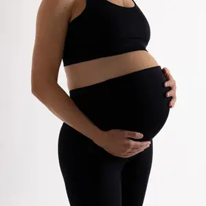 Mallas de maternidad con logotipo personalizado OEM, pantalones de Yoga de embarazo de longitud completa, mallas de entrenamiento de uso activo