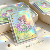 Tarjeta Coleccionable Decorativa con Marco, Acabado Láser Holográfico Arcoíris, Papel Grueso de 400 g/m², Diseño de Dibujos Animados, MOQ Bajo