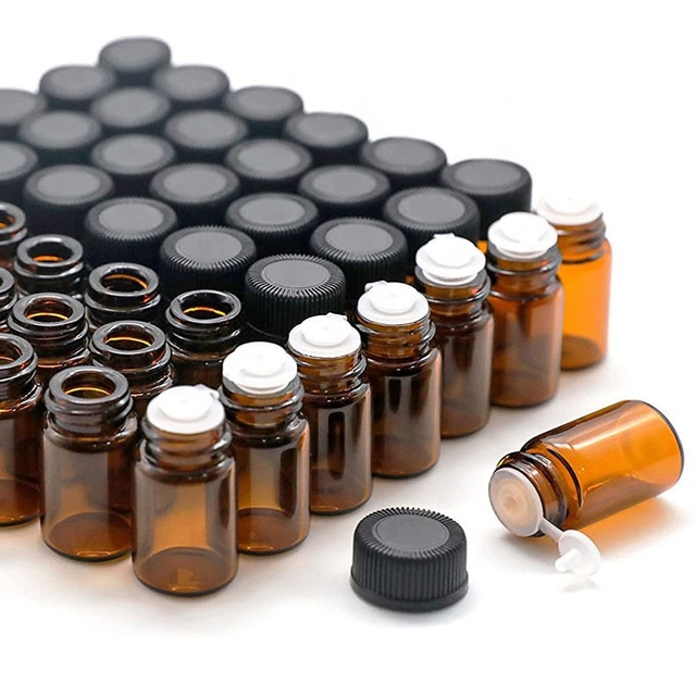 1ml 2ml 3ml 5ml Empty Thin Glass Small Amber Dram Perfume Oil Vials Sample Test Bottle Amber Glass Essential Oil Bottle