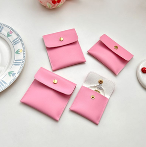 Wholesale Mini PU Snap Button Storage Pouch, Envelope Style Jewelry Purse for Rings <b>Earrings</b>, Multi Solid Colors Customizable - Product Image 4