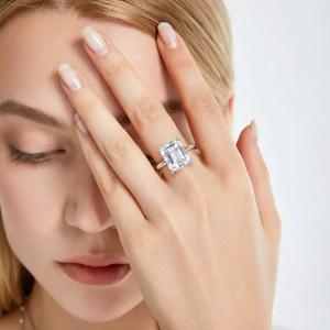 Jewelry Supplier Customizable S925 <b>Silver</b> Emerald Cut Zircon <b>Ring</b> Party Fashion Ladies Promise Wedding Anniversary Gift Rhodium - Product Image 4