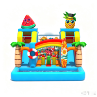 Parcours aquatique gonflable double pour fête de plage, toboggan pour enfants, combo de jeux de grimpe et de rebondissances, aire de jeux extérieure décorative