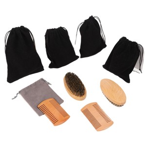 Brosse à barbe en poils de <span class=keywords><strong>blaireau</strong></span> 100% naturels en bambou de haute qualité avec logo personnalisé, vente en gros, pour hommes, ensemble de soin de la barbe avec peigne - Product Image 5