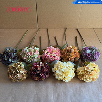 Hydrangeas rétro en latex Real Touch DC225, brun vert automnal, fleurs artificielles pour centre de table de mariage, vente en gros