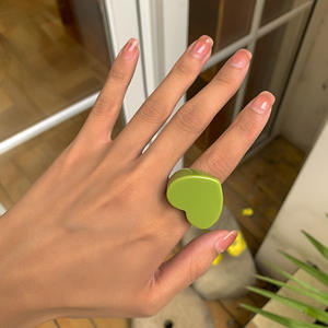 Bague en forme de cœur de pêche de couleur bonbon de charme coréen pour femmes, mode vintage Harajuku, bague en résine mignonne, charme esthétique des années <span class=keywords><strong>90</strong></span>, cadeau de bijoux - Product Image 6