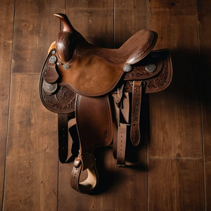 Selle en cuir Western personnalisée OEM avec ajustement confortable pour les longs trajets utilise la selle en cuir de conception usinée à la main - Product Image 4