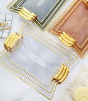 3-delige eco-vriendelijke plastic opbergbakjes voor snacks, fruit, sieraden, parfum, cosmetica - moderne luxe gouden inlay voor feestjes