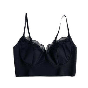 Femmes été dentelle mince glace <span class=keywords><strong>soie</strong></span> sans couture soutien-gorge grand buste minimiseur confortable sans fil dos nu Camisole solide motif tricoté - Product Image 5