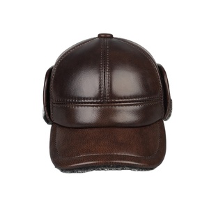 Casquette de Baseball en cuir pour homme, casquette chaude pour l'hiver - Product Image 3
