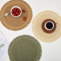 Napperons en papier décoratifs ronds napperon tissé à la main naturel pour table à manger