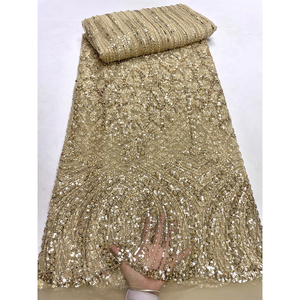 Nuovo Tessuto in Pizzo con Perline CHOCOO, 5 Iarde, Pizzo <span class=keywords><strong>da</strong></span> <span class=keywords><strong>Sposa</strong></span> all'Ingrosso, Perline e Paillettes, Ricami in Pizzo per Abbigliamento Femminile - Product Image 1