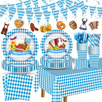 Lot de vaisselle jetable écologique en gros : fourchettes à gâteau, gobelets, assiettes pour foire communautaire avec napperons imperméables