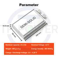 TPENERGY 360Wh/KG 3.5V 41.0Ah Baterai Sel Pouch Kepadatan Energi Ultra Tinggi Silikon Karbon Semi Solid State untuk Drone UAV