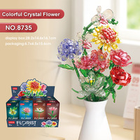 Populaire chanceux Mini 12 typés ABS en plastique fleur bloc Bouquet bricolage Rose Rose blocs de construction ensembles boîte emballée Anime cadeau filles