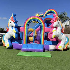 Château <span class=keywords><strong>gonflable</strong></span> commercial licorne populaire et abordable pour enfants avec toboggan et zone de saut - Product Image 1