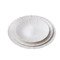 Élégante Assiette Rectangulaire en Porcelaine Blanche Gaufrée à Bordure Dentelle, Vaisselle en Céramique pour Salades et Plats Ovales, Idéale pour Fêtes et Mariages