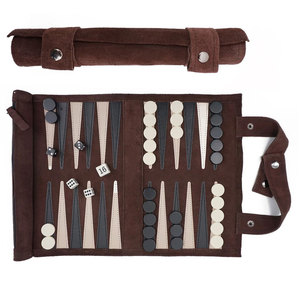 Jeu de backgammon en cuir avec un magnifique ensemble de backgammon portable en cuir de vachette de haute qualité, jeu de voyage en cuir - Product Image 1