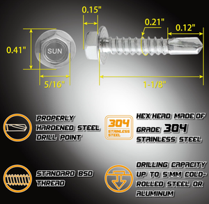 बिमटल स्क्रू स्टेनलेस स्टील श्रृंखला S316 एस 304 बिमटल स्क्रू हेक्स वॉशर हेड स्व ड्रिलिंग स्क्रू - Product Image 6