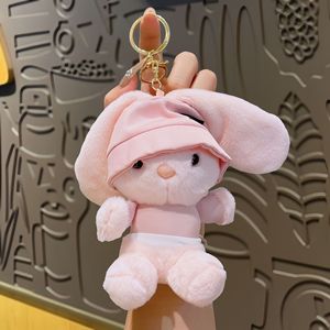 Lindo Llavero de Peluche de Conejo con Orejas Caídas y Gorro, Colgante Suave y Esponjoso para Decoración de Bolsos y Regalos para Niños - Product Image 1