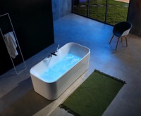 Baignoire de massage rectangulaire en acrylique, spa d'hydrothérapie intérieur avec jets de massage et éclairage LED pour la maison, l'hôtel, la villa