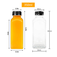 NH 100ml 3.5oz Bouteilles de jus en plastique Ginger Shot Bottle Clear Pet Plastic Square Beverage Bottles With Caps
