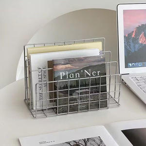 Minimalist Wrought Iron Desktop Shelf Metal Organizer Bookshelf Multi Functional Storage Rack For Desks - Product Image 2