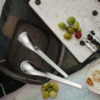 Ensemble de couverts jetables en acier inoxydable 304 à motif martelé européen, petite cuillère carrée, fourchette à dessert aux fruits, mariages, café