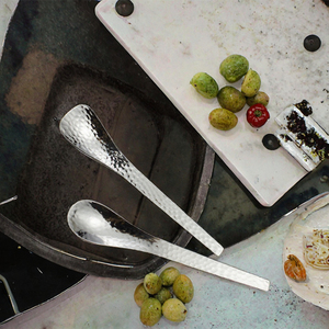 Nhật Bản Búa Khuôn Mẫu 304 Thép Không Gỉ <span class=keywords><strong>Flatware</strong></span> Vuông Nhỏ Muỗng Trái Cây Món Tráng Miệng Ngã Ba Cho Đám Cưới Cà Phê Khuấy - Product Image 3