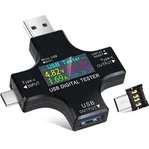 Probador USB 2 en 1 tipo C pantalla a Color LCD multímetro Digital USB C voltaje corriente voltímetro Amp Volt amperímetro Detector