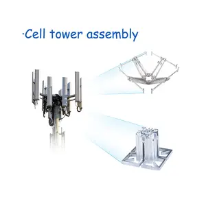 Torre de telecomunicaciones para estación transceptora con accesorios conectados, como cables de estantes de antena y otras piezas (personalizadas)