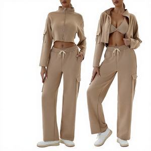 Vêtements de sport vintage automne-hiver, vêtements de travail pour femmes, vêtements de sport décontractés, <span class=keywords><strong>jogging</strong></span> ample à cordon, tenue de yoga - Product Image 1