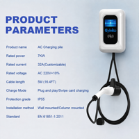 Pengisi Daya EV Wallbox Premium 7kW Tipe 2 CE EN62196 dan Pengisi Daya EV Tenaga Surya untuk Taman Perkantoran dengan Pemantauan Aplikasi OCPP