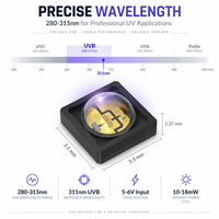 Émetteur SMD en céramique 3535 efficace, 0,6W, 100mA, 5V, 6V, 60 degrés, composant de photothérapie, diode ultraviolette 311nm